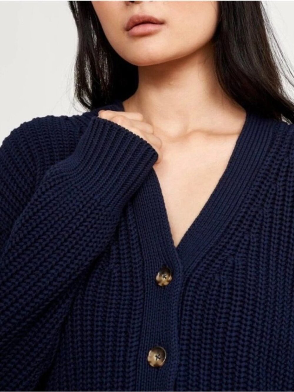 La Ligne Navy Oversized Picnic Cardigan in Navy, XS - Picture 2 of 5